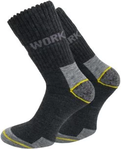 6 Paar Arbeitssocken „Work Wool“ Mit Wolle Schwarz/Grau/Gelb -Normani 100963