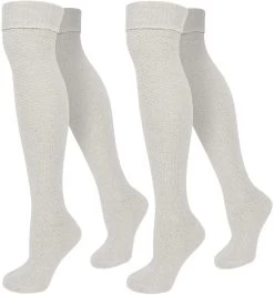 2 Paar Overknees Mit Wolle Und Zopfmuster Natur