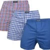 3 Stück Herren Web Boxershorts Blau/Rot
