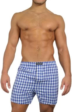 3 Stück Herren Web Boxershorts Blau/Rot -Normani 101482