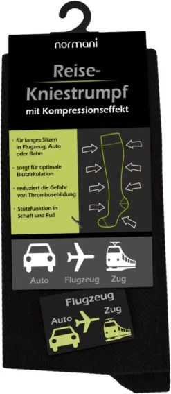 2 Paar Reise-Kompressionskniestrümpfe Schwarz -Normani 101664