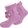 Strick-Hausschuhe Mit Bommeln Und ABS Rosa 1 Strick-Hausschuhe Mit Bommeln Und ABS Rosa -Normani 102273