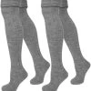 2 Paar Overknees Gerippt Mit Umschlag Grau -Normani 102716