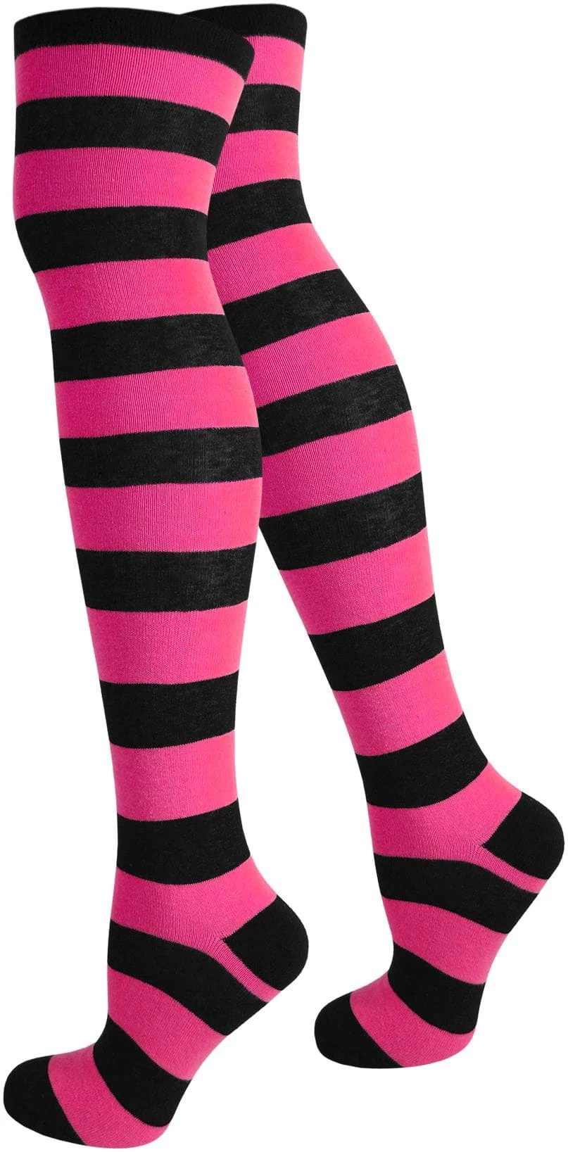 Overknees Breite Ringel Schwarz/Pink 3 Overknees Breite Ringel Schwarz/Pink