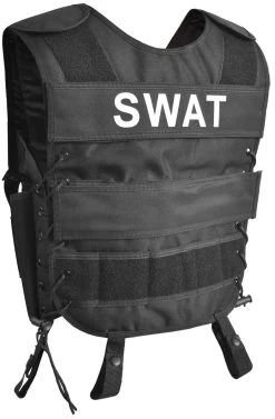 SWAT Kostüm Bestehend Aus Weste, Patch, Holster, Cap Und Handschellen Schwarz -Normani 102902