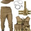 United States Marine Corps Kostüm Bestehend Aus Weste, Hose, Holster, Handschellen Und Feldmütze Coyote -Normani 105707