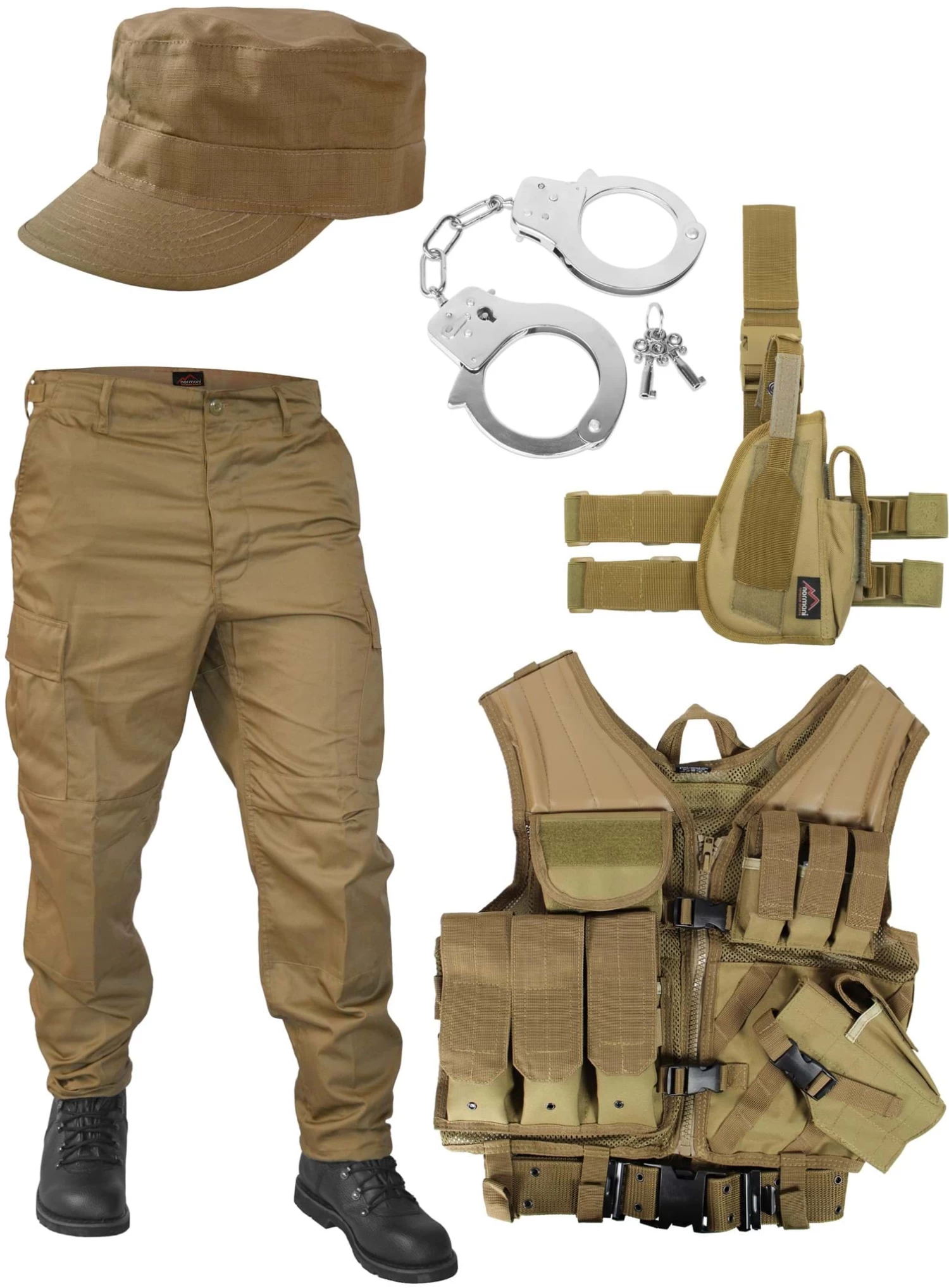 United States Marine Corps Kostüm Bestehend Aus Weste, Hose, Holster, Handschellen Und Feldmütze Coyote 3 United States Marine Corps Kostüm Bestehend Aus Weste, Hose, Holster, Handschellen Und Feldmütze Coyote