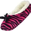Damen-Slipper Hausschuhe Mit Schleife Zebra/Pink -Normani 106462