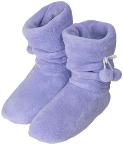 Damen-Fleece-Hausschuhe Mit Bommeln Lila