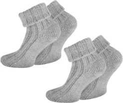 2 Paar Alpaka-Socken Mit Umschlag Hellgrau
