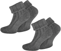 2 Paar Alpaka-Socken Mit Umschlag Mittelgrau