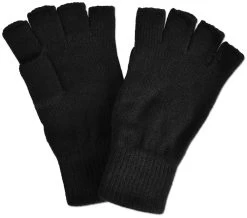 Strick-Handschuhe, Fingerlos Schwarz