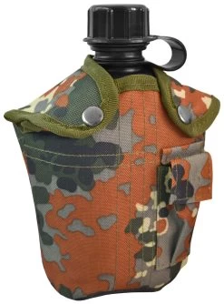 US Feldflasche Mit Stoffbezug, 1 L Flecktarn