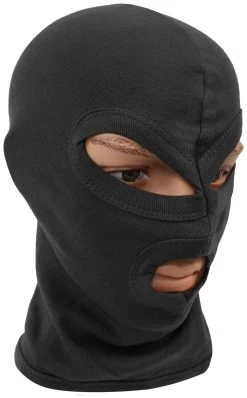 Sturmhaube 3-Loch Aus Baumwolle Schwarz
