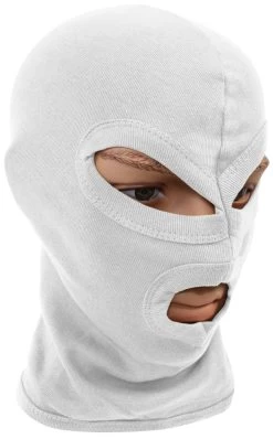 Sturmhaube 3-Loch Aus Baumwolle Weiß