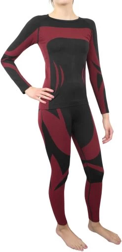 Sport-Funktionsunterwäsche-Garnitur Für Damen Schwarz/Rot