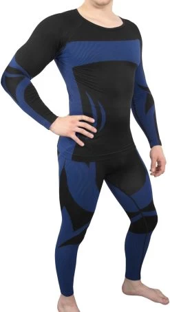 Sport-Funktionsunterwäsche-Garnitur Für Herren Schwarz/Blau