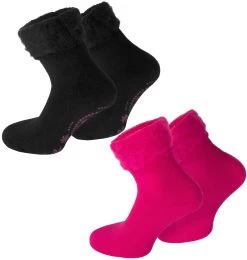 2 Paar Kuschelsocken „Dream“ Mit ABS Schwarz/Pink