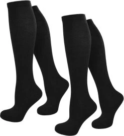 2 Paar Reise-Kompressionskniestrümpfe Schwarz