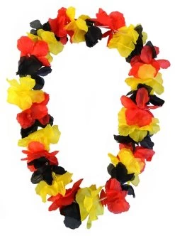 Hawaii-Kette Deutschland - 120 Cm - Extra Große Blüten Schwarz/Rot/Gelb
