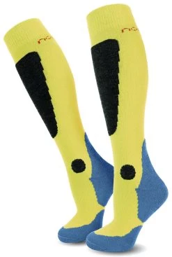 2 Paar Ski-Kniestrümpfe „New-Style“ Limette/Schwarz/Blau