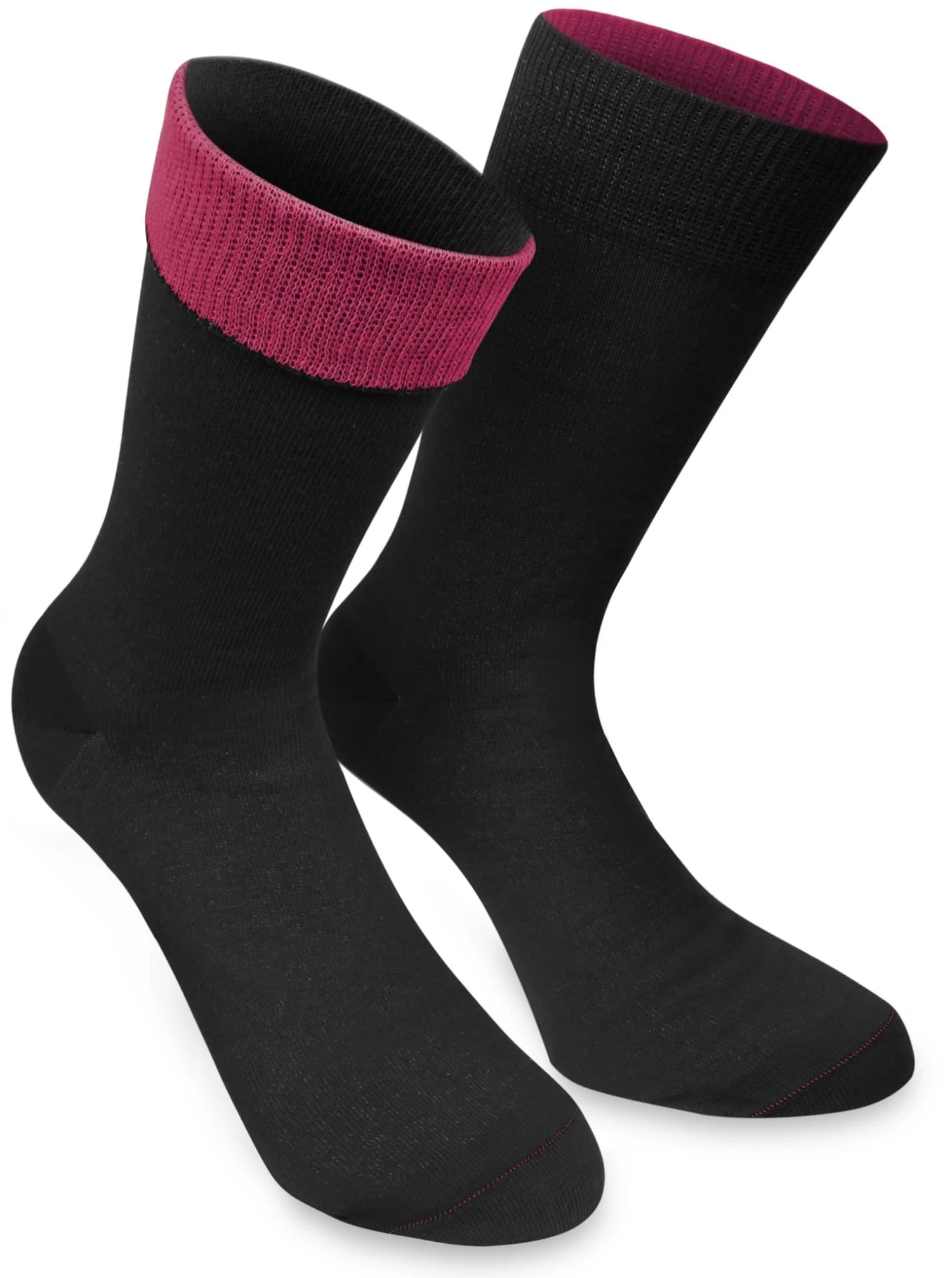 1 Paar Socken „Bi-Color“ Mit Farbig Abgesetztem Bund Schwarz/Beere 4 1 Paar Socken „Bi-Color“ Mit Farbig Abgesetztem Bund Schwarz/Beere – Bild 2