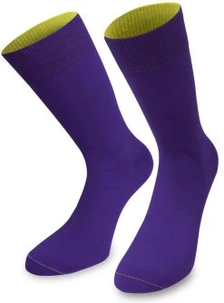 1 Paar Socken „Bi-Color“ Mit Farbig Abgesetztem Bund Lila/Limette