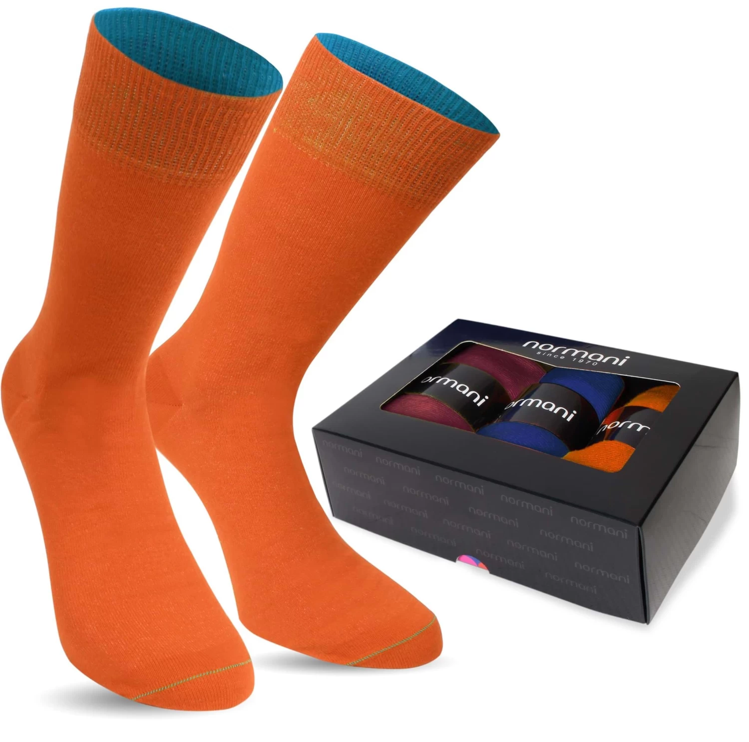 3 Paar Bi-Color Socken Im Farbset Bordeaux/Orange/Navy 3 3 Paar Bi-Color Socken Im Farbset Bordeaux/Orange/Navy