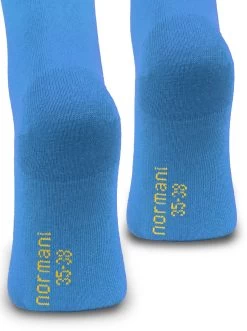 1 Paar Kniestrümpfe „Bi-Color“ Mit Farbig Abgesetztem Bund Himmelblau/Aprikose -Normani 111027