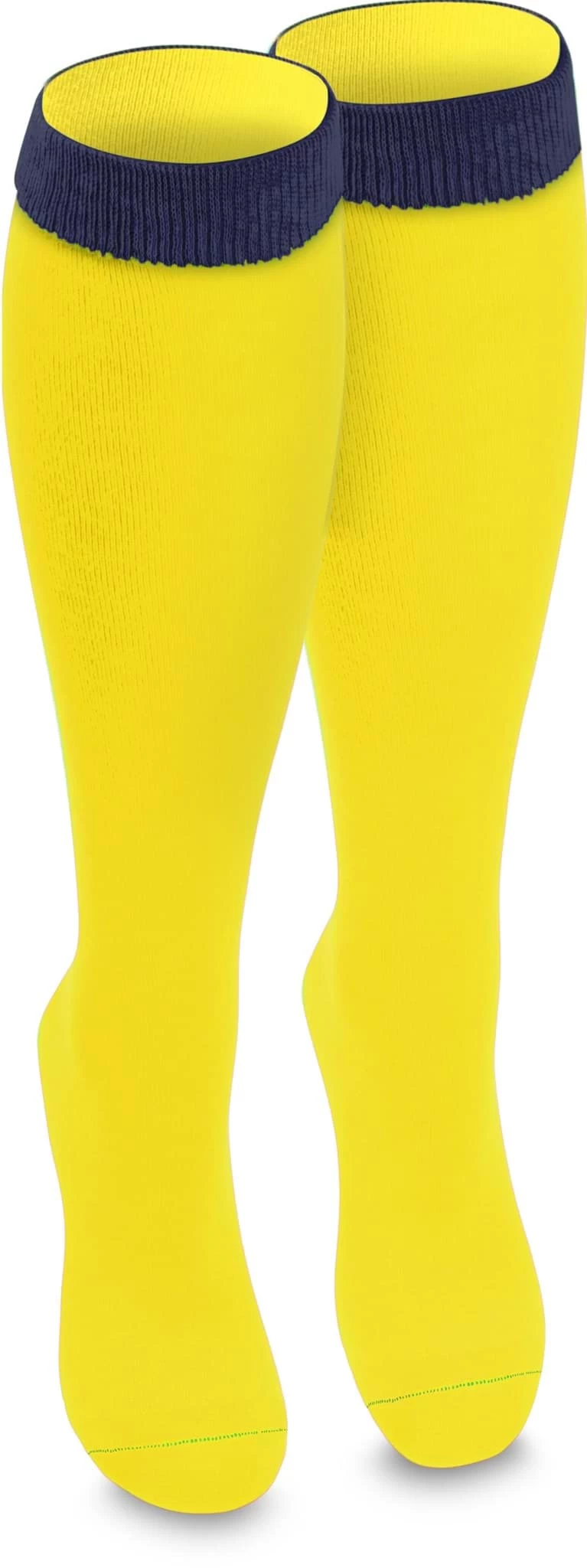 1 Paar Kniestrümpfe „Bi-Color“ Mit Farbig Abgesetztem Bund Gelb/Marine 4 1 Paar Kniestrümpfe „Bi-Color“ Mit Farbig Abgesetztem Bund Gelb/Marine – Bild 2
