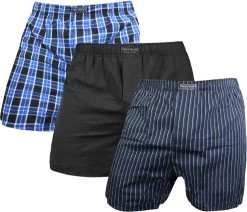 3 Stück Herren Web Boxershorts Blau/Schwarz