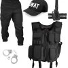SWAT / SECURITY / POLICE Kostüm Bestehend Aus Weste, Patch, Hose, Rechtem Beinholster, Cap Und Handschellen SWAT -Normani 113366