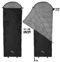 Ultralight-Schlafsack „Runty“ (RV Rechts) Schwarz/Schwarz -Normani 114942