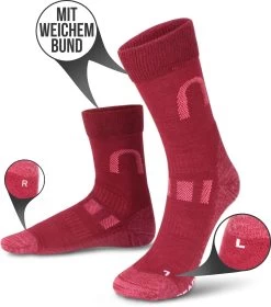 2 Paar Merinowollsocken Wander- Und Trekkingsocken „Melton“ Burgund -Normani 116232