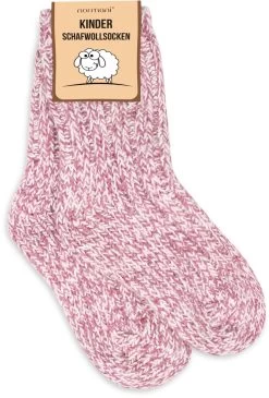 3 Paar Kinder Norwegersocken Mit Schafwolle Rot/Rosa/Wollweiß -Normani 116314