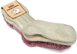 3 Paar Kinder Norwegersocken Mit Schafwolle Rot/Rosa/Wollweiß