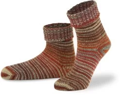 2 Paar Skandinavische Wollsocken Mit Umschlag Terracotta