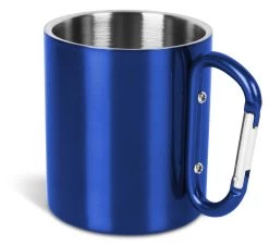 Edelstahl Tasse 330 Ml Mit Karabinerhaken „Wisconsin“ Blau -Normani 118043