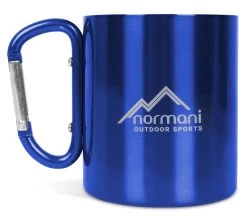 Edelstahl Tasse 330 Ml Mit Karabinerhaken „Wisconsin“ Blau -Normani 118044