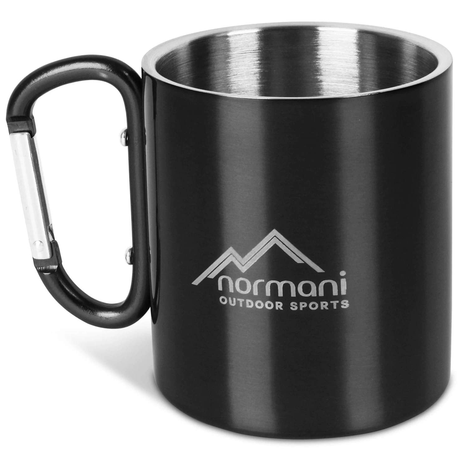 Edelstahl Tasse 330 Ml Mit Karabinerhaken „Wisconsin“ Schwarz 3 Edelstahl Tasse 330 Ml Mit Karabinerhaken „Wisconsin“ Schwarz