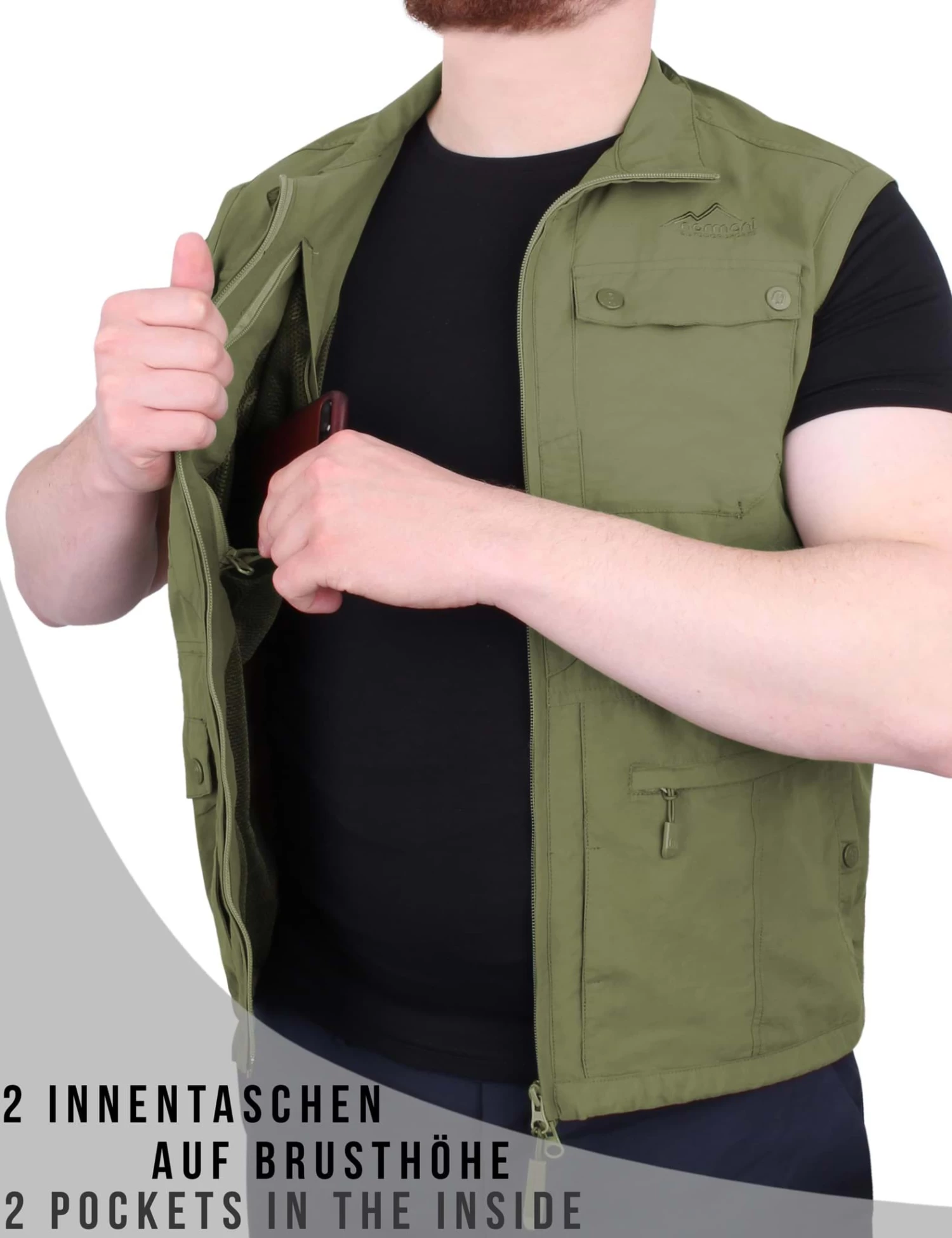 Herren Outdoor Weste „Kudu“ Oliv 6 Herren Outdoor Weste „Kudu“ Oliv – Bild 4