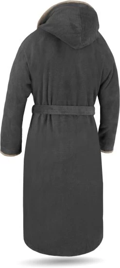 Unisex Baumwoll-Bademantel „Rob“ Schwarz/Beige -Normani 118504