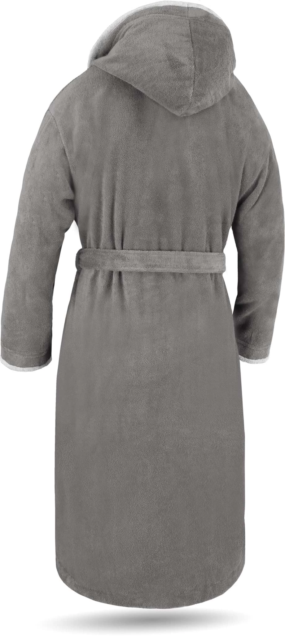 Unisex Baumwoll-Bademantel „Rob“ Grau/Hellgrau 5 Unisex Baumwoll-Bademantel „Rob“ Grau/Hellgrau – Bild 3