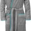 Unisex Baumwoll-Bademantel „Rob“ Grau/Petrol -Normani 118544