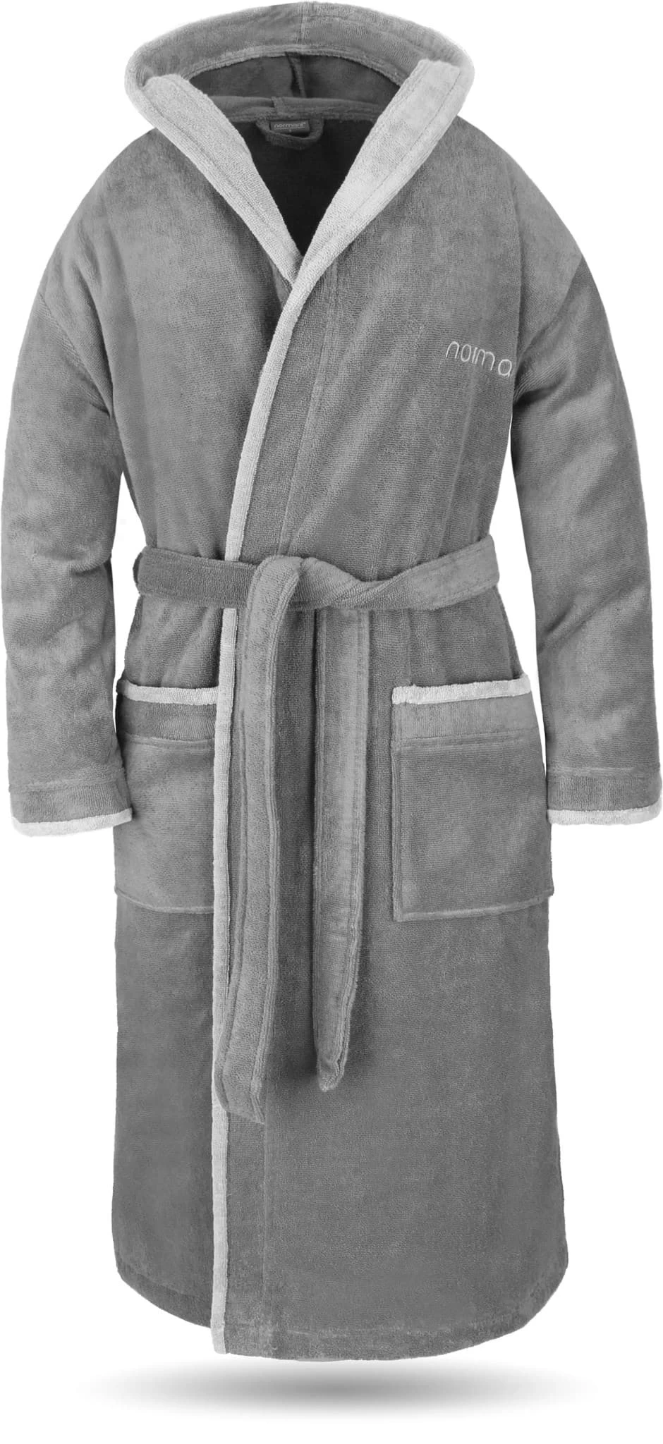 Unisex Baumwoll-Bademantel „Rob“ Grau/Hellgrau 3 Unisex Baumwoll-Bademantel „Rob“ Grau/Hellgrau