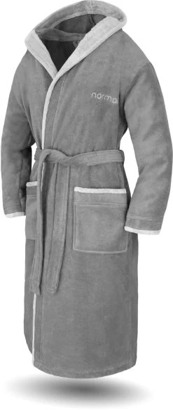 Unisex Baumwoll-Bademantel „Rob“ Grau/Hellgrau 11 Unisex Baumwoll-Bademantel „Rob“ Grau/Hellgrau -Normani 118547