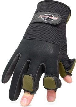 Neopren-Anglerhandschuhe „Catcher“ Schwarz/Oliv -Normani 118987