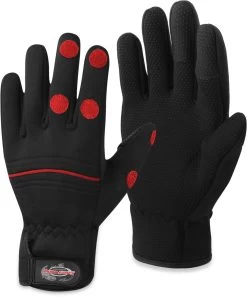 Anglerhandschuhe „Tarpune“ Schwarz/Rot