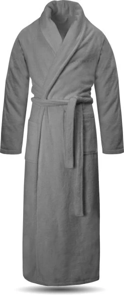 Extra Langer Baumwoll- Bademantel „Lola“ Aus 100 % Baumwolle Grau
