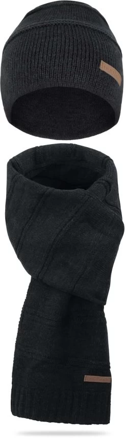 Winterset „Montreal“ Mit Mütze Und Schal Dunkelgrau Meliert